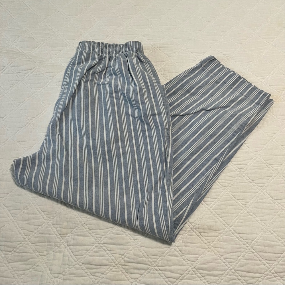 Vintage Briggs New York Blue and White Striped Cotton Pants